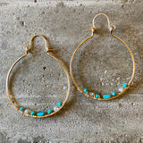 Turquoise and Gold Hoops by Cactus Bloom Design