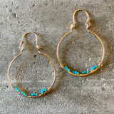 Turquoise and Gold Hoops by Cactus Bloom Design