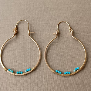 Turquoise and Gold Hoops by Cactus Bloom Design