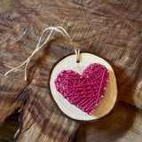 Heart Ornaments by String and Stencil