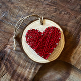 Heart Ornaments by String and Stencil